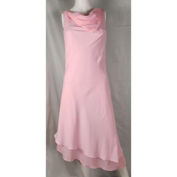 Handmade Dresses & Skirts - Bias Cut Pink Chiffon Handmade Dress Classic/Barbiecore/Wedding Midi Dress S*